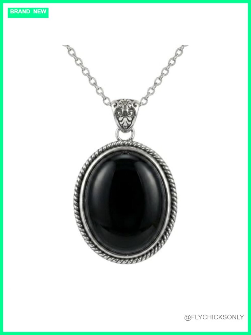 925 Sterling Silver Gemstone Oval Pendant Necklace Vintage Boho Jewelry Gift